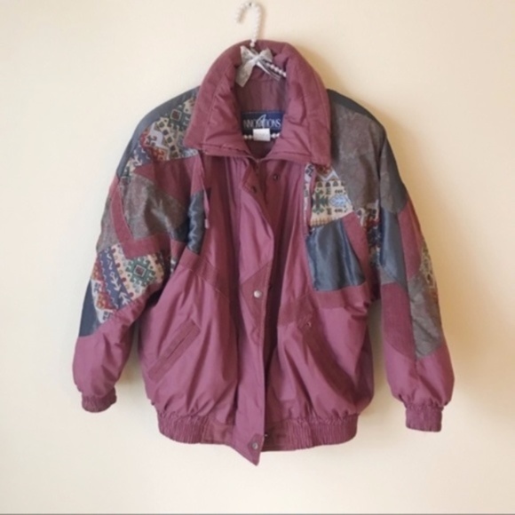 Innovations Tribal Quilted Patchwork Bomber Winter 90s Style Jacket Vintage - Picture 1 of 5